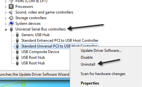 کنترل USB را حذف کنید