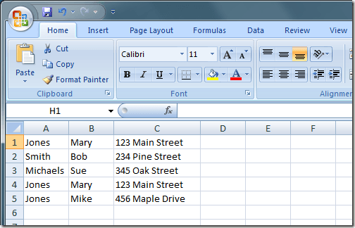 Excel Address Book Duplicate Records