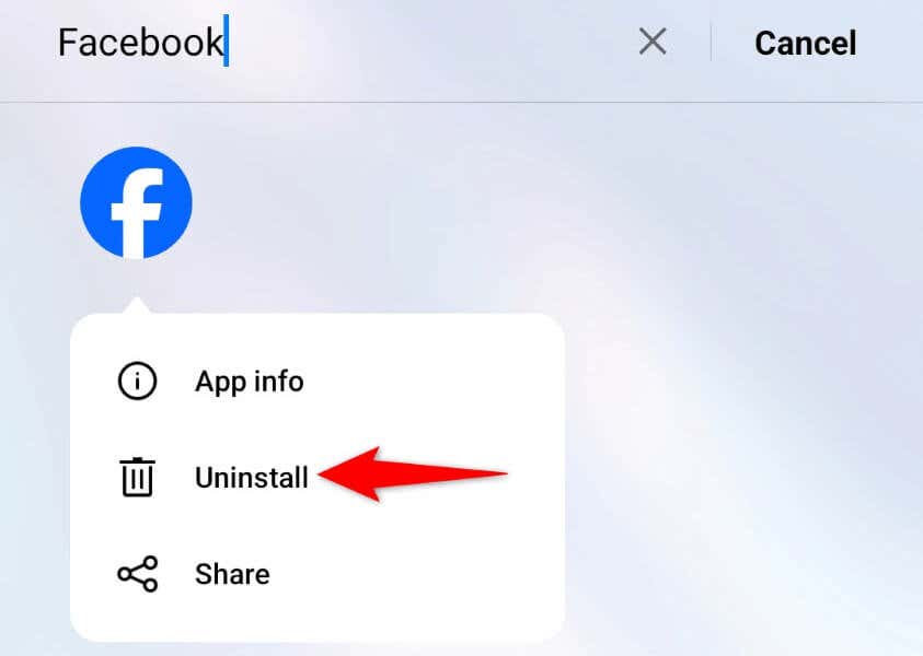 فیس بوک را روی تصویر گوشی هوشمند خود حذف و دوباره نصب کنید