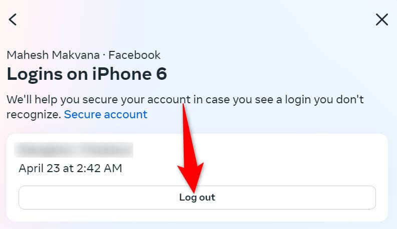 از سایت دسکتاپ فیسبوک برای خروج از حساب خود در تصویر تلفن خود استفاده کنید